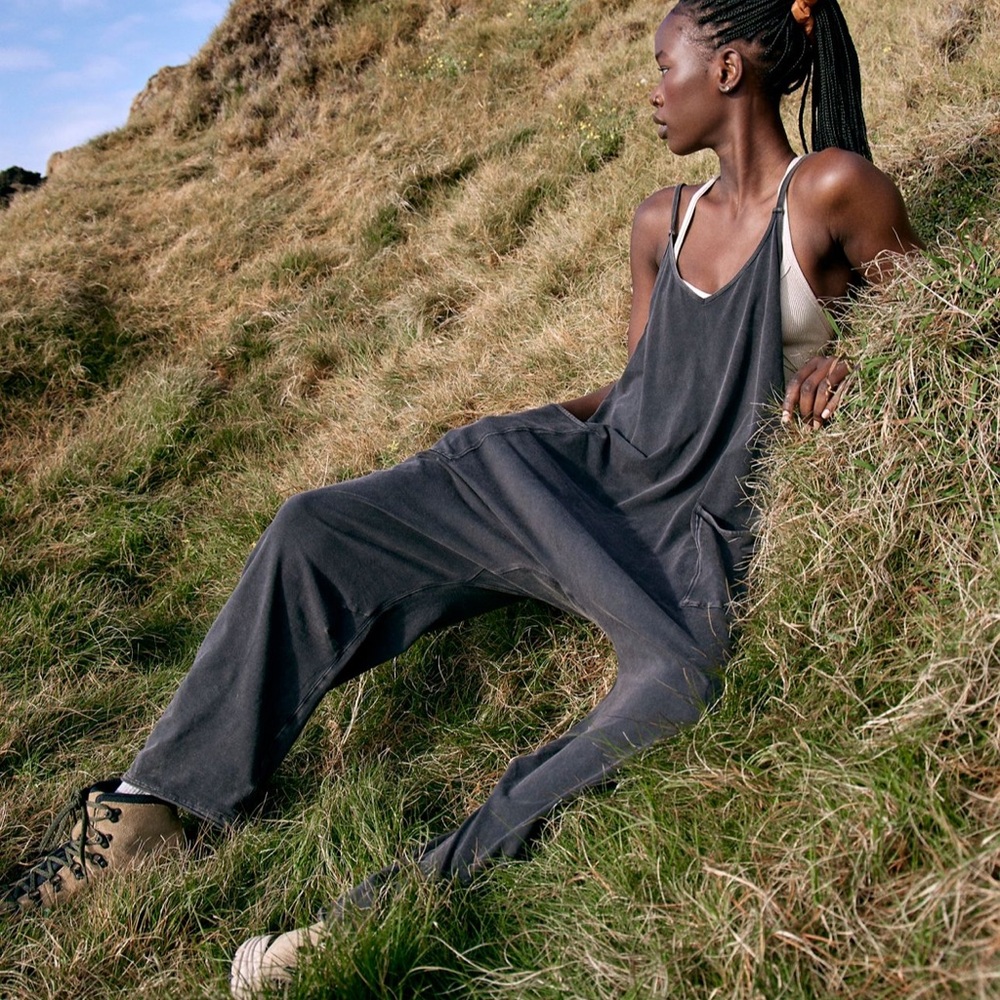 Free People Movement Hot Shot Onesie in Washed Black